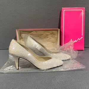 Impo Caesar Pearl Iridescent Sequin Pointed Toe Pumps Vintage 7B Hong Kong